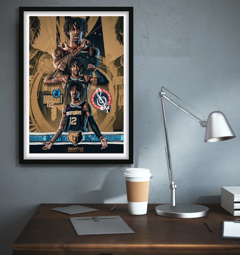 Πόστερ &amp; Κάδρο Ja Morant SNK235 30x40cm Μαύρο Ξύλινο Κάδρο (με πόστερ)