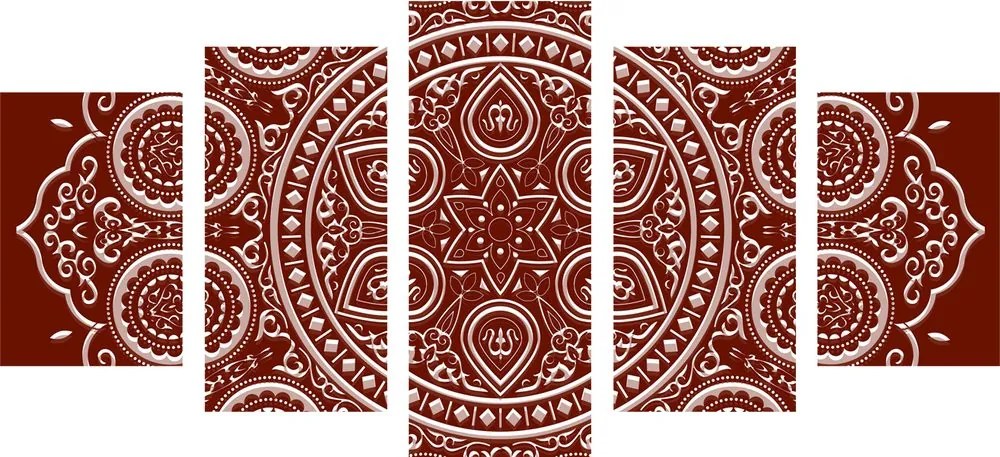 Εικόνα 5 τμημάτων ethnic Mandala σε μπορντώ σχέδιο - 200x100