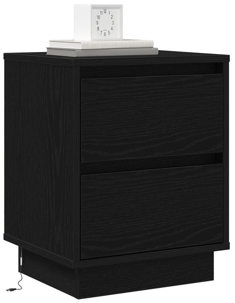 vidaXL Κομοδίνο με LED Φώτα Μαύρο 39x34.5x50 εκ.