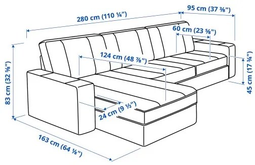 KIVIK τριθέσιος καναπές με σεζλόνγκ 894.431.84