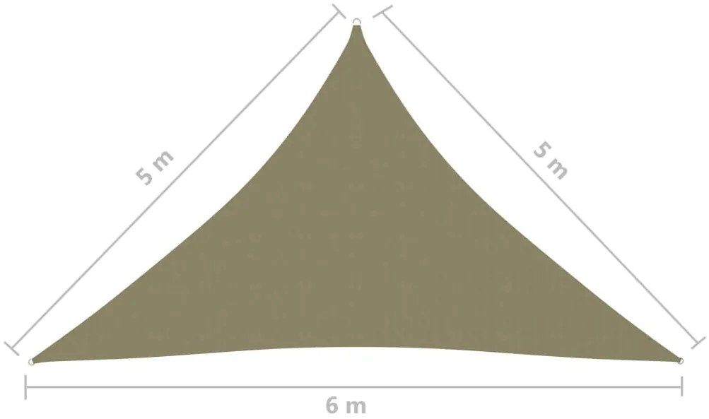 Πανί Σκίασης Τρίγωνο Μπεζ 5 x 5 x 6 μ. από Ύφασμα Oxford - Μπεζ