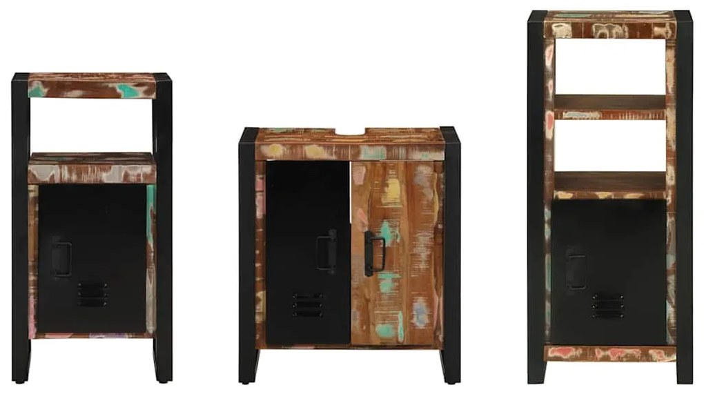 vidaXL Σετ Επίπλων Μπάνιου με συρτάρι 3 pcs Στερεό Ανακτηθέν Ξύλο