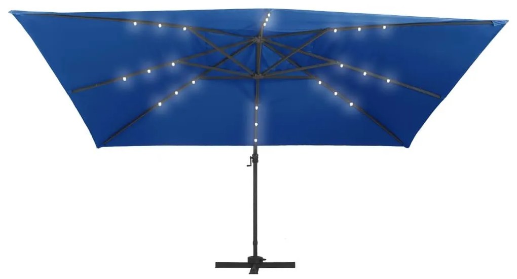 Ομπρέλα Κρεμαστή Αζούρ Μπλε 400x300 εκ. Ιστός Αλουμινίου &amp; LED - Μπλε