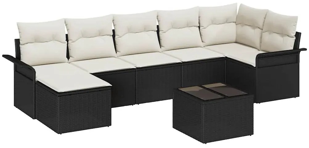 vidaXL Σετ Καναπέ Κήπου με μαξιλάρι 8 pcs Μαύρο Πολυ ράταν