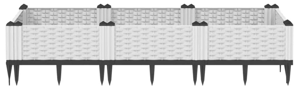 Ζαρντινιέρα με Πασσάλους Λευκή 125x40x28,5 εκ. Πολυπροπυλένιο - Λευκό