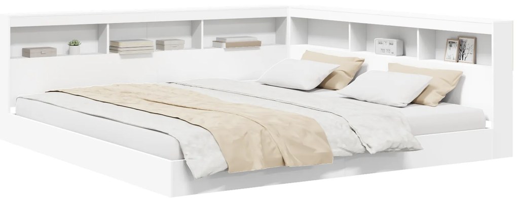 vidaXL Κρεβάτι Βιβλιοθήκης Λευκό 180x200 εκ Επεξεργασμένο Ξύλο