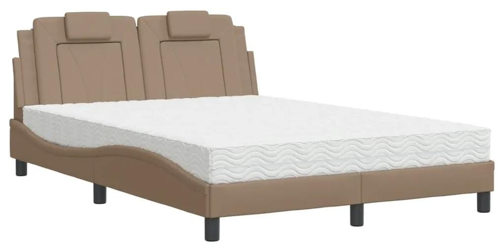 Κρεβάτι με Στρώμα Καπουτσίνο 120x200 εκ. από Συνθετικό Δέρμα - Καφέ