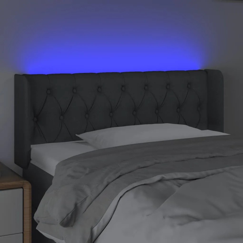 vidaXL Κεφαλάρι Κρεβατιού LED Σκούρο Γκρι 103x16x78/88 εκ. Υφασμάτινο