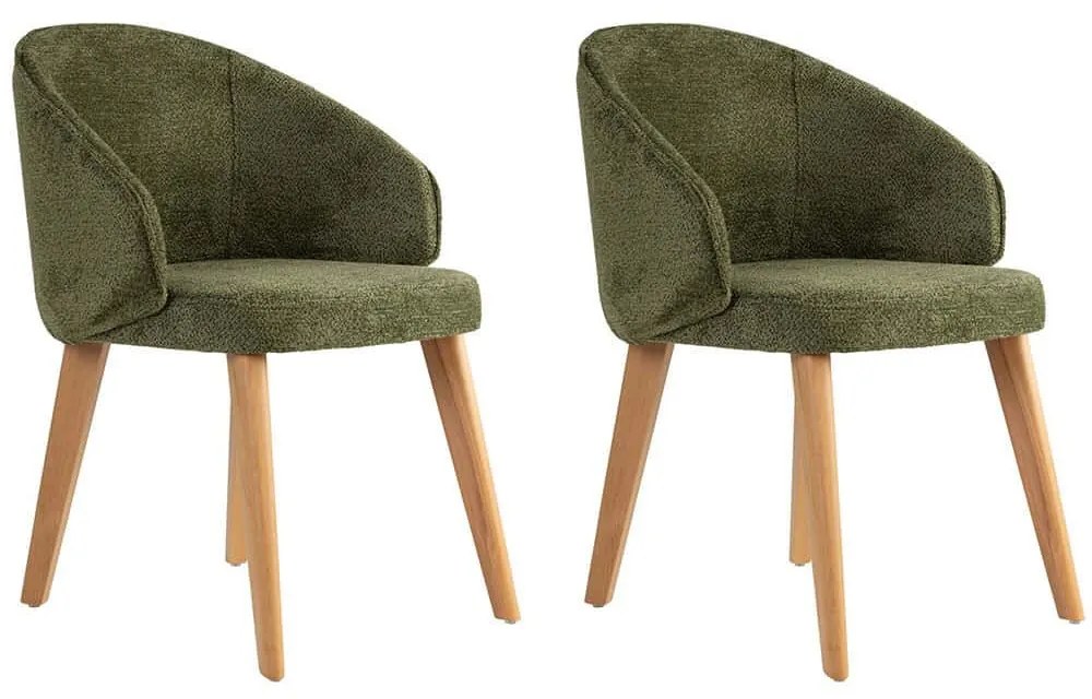 Καρέκλα Bentley (Σετ 2Τμχ) 566WYL1108 48x58x86cm Green-Oak Ξύλο,Ύφασμα