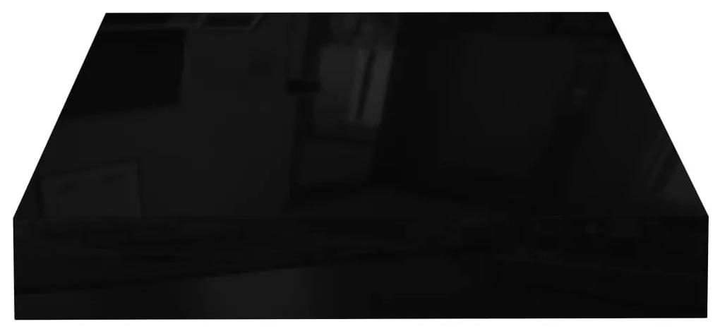 Ράφια Τοίχου Γυαλιστερά Μαύρα 2 Τεμάχια 23x23,5x3,8 εκ. MDF - Μαύρο