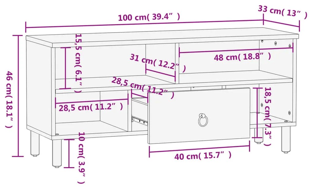 ΈΠΙΠΛΟ ΤΗΛΕΟΡΑΣΗΣ 100 X 33 X 46 ΕΚ. ΑΠΟ ΜΑΣΙΦ ΞΥΛΟ ΜΑΝΓΚΟ 358228