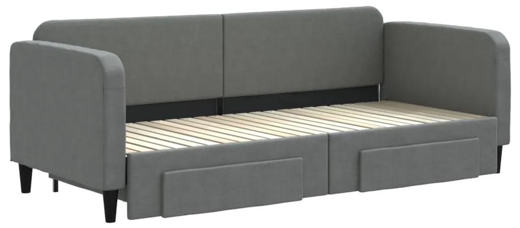 vidaXL Καναπές Κρεβάτι Συρόμενος Σκούρο Γκρι 80x200 εκ Ύφασμα Συρτάρια