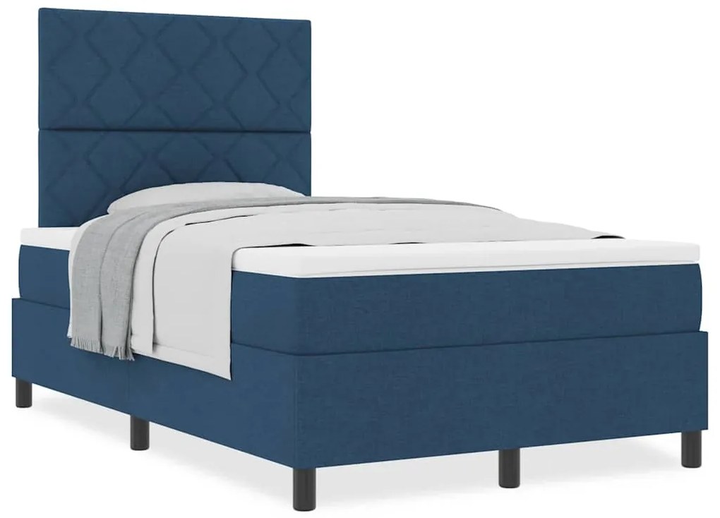 vidaXL Κρεβάτι με ελατήρια με στρώμα Μπλε 120 x 200 cm ύφασμα