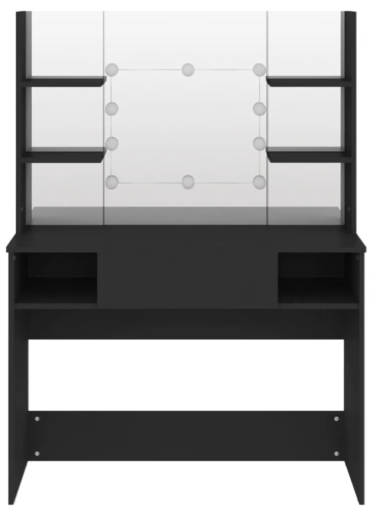 vidaXL Έπιπλο Μακιγιάζ με Φωτισμό LED Μαύρο 100 x 40 x 135 εκ. από MDF