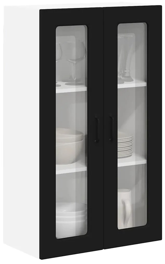 vidaXL Κρεμαστό ντουλάπι κουζίνας με ράφι Μαύρο 60 x 31 x 100 εκ.