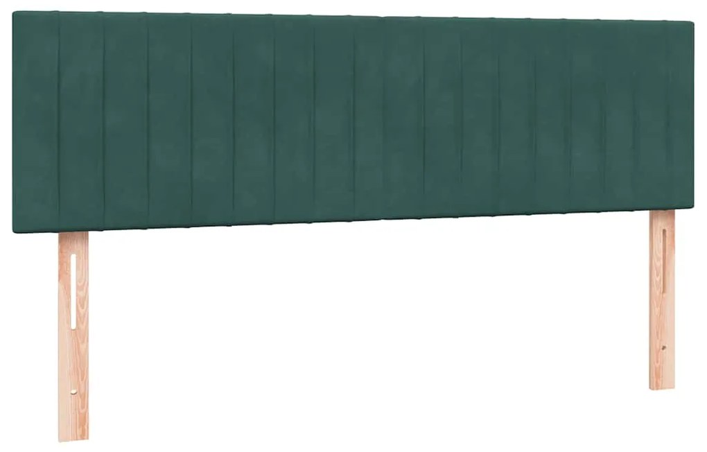 vidaXL Κρεβάτι Boxspring με Στρώμα Σκούρο Πράσινο 140x210εκ. Βελούδινο