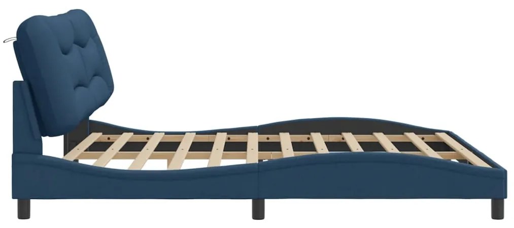 vidaXL Σκελετός Κρεβατιού Χωρίς Στρώμα Hvar Μπλε 200x200 εκ.Υφασμάτινο