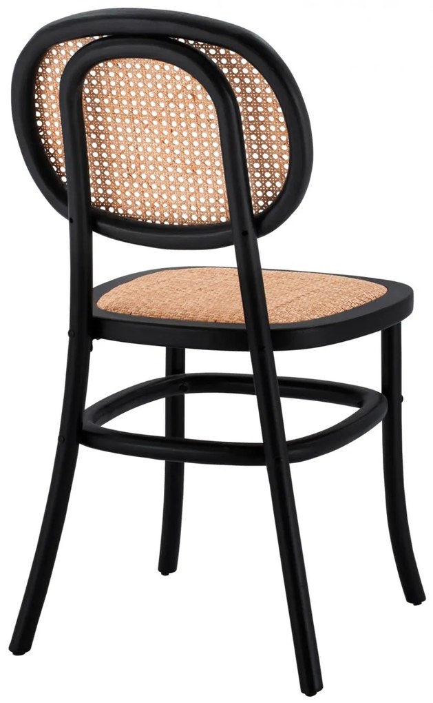 Καρέκλα PENNY Ξύλινη με Πλέξη Rattan Μαύρο 44x51x87εκ. 44x51x87 εκ.