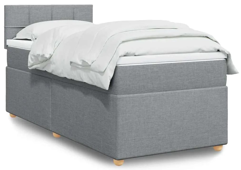vidaXL Κρεβάτι Boxspring με Στρώμα Ανοιχτό Γκρι 80x200 εκ. Υφασμάτινο