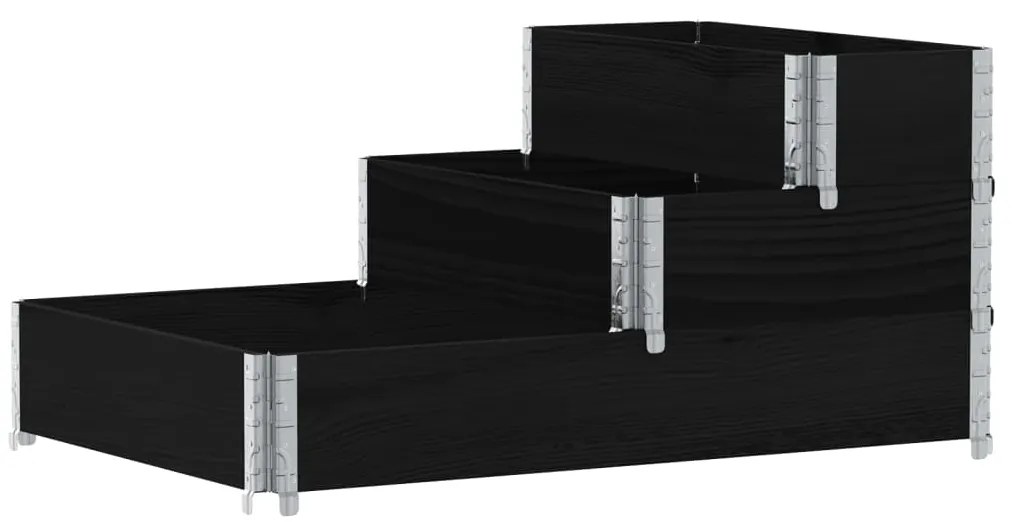 vidaXL Ζαρντινιέρα Υπερ. 3 Επιπέδων Μαύρη 120x80 εκ. Μασίφ Ξύλο Πεύκου