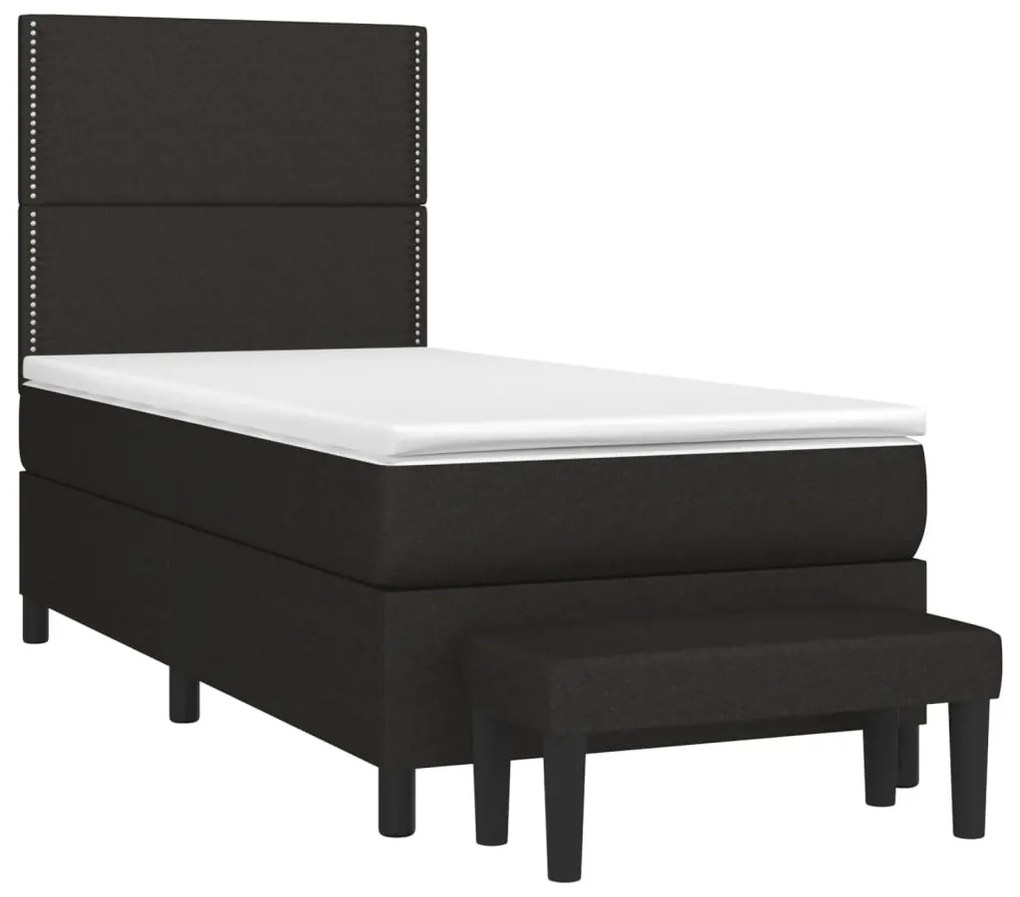 vidaXL Κρεβάτι Boxspring με Στρώμα Μαύρο 100 x 200 εκ. Υφασμάτινο