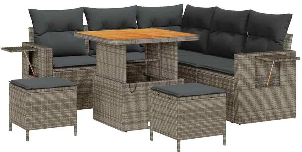 vidaXL Σετ Καναπέ Κήπου 8 pcs Γκρι συνθετικό ρατάν