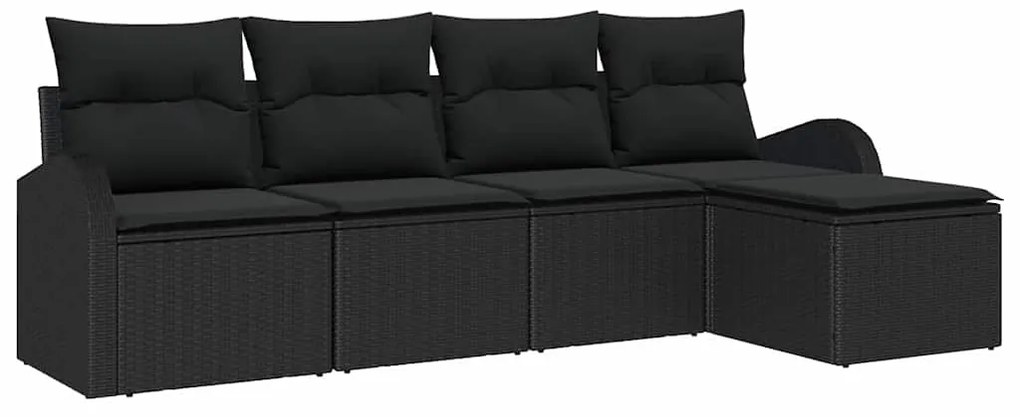 vidaXL Σετ Καναπέ Κήπου με μαξιλάρι 5 pcs Μαύρο Πολυ ράταν