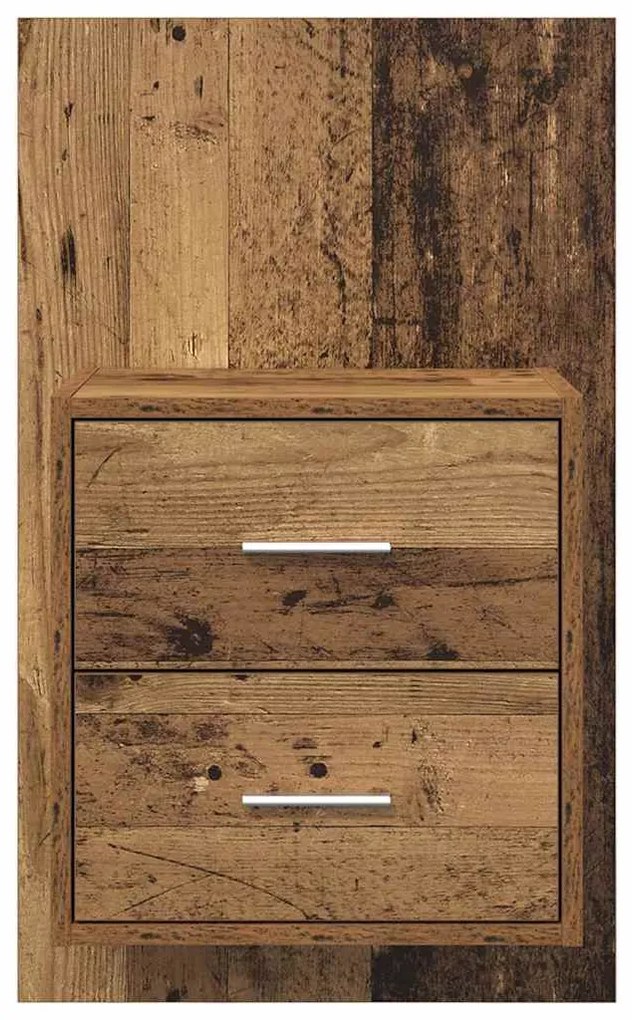 vidaXL Τοίχου κομοδίνο με συρτάρι 2 pcs Παλιό Ξύλο 48,5 x 32,5 x 80 εκ