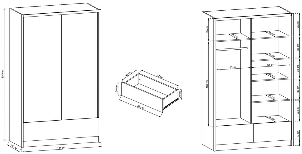 Ντουλάπα συρόμενη Ariadne-Mauro Marmaro-134x62x214