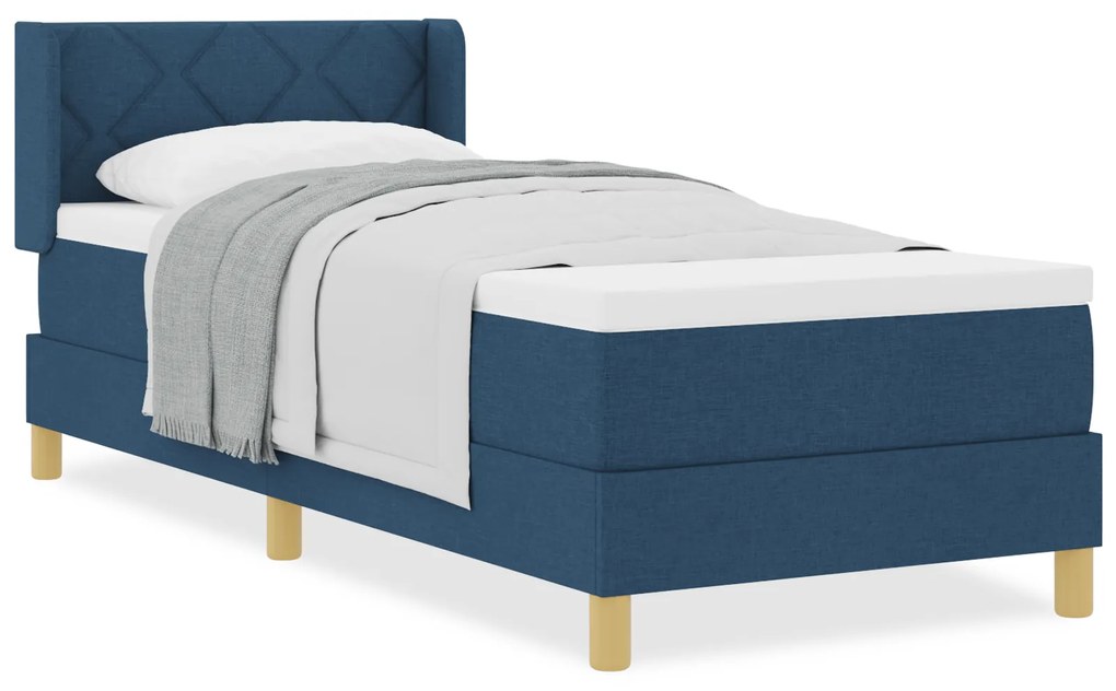 vidaXL Κρεβάτι με Στρώμα Box Spring - Μπλε, 80 x 200 εκ, ύφασμα