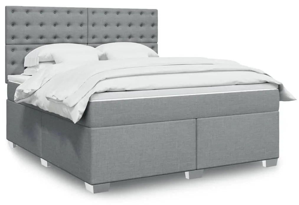 ΚΡΕΒΑΤΙ BOXSPRING ΜΕ ΣΤΡΩΜΑ ΑΝΟΙΧΤΟ ΓΚΡΙ 180X200 ΕΚ. ΥΦΑΣΜΑΤΙΝΟ 3290581