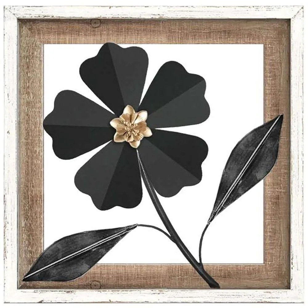 Διακοσμητικό Τοίχου Flower 125-222-353 30,5x3x30,5cm Black-White Μέταλλο,Ξύλο