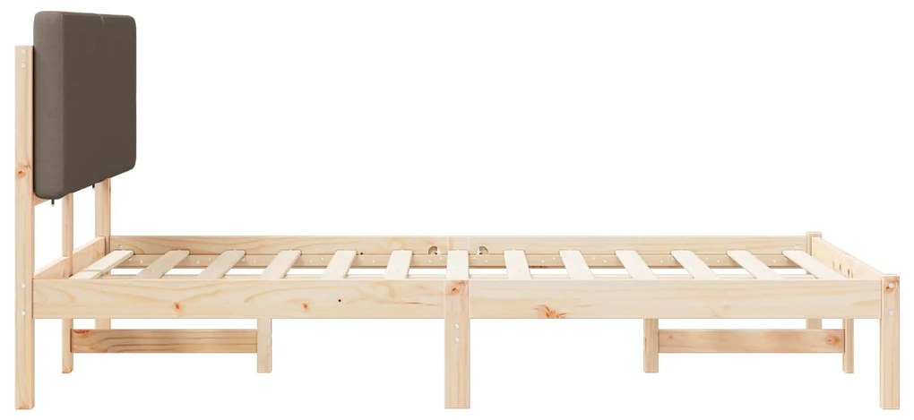 vidaXL Σκελετός Κρεβατιού με Επενδεδυμένο Κεφαλάρι Taupe 135 x 190 cm