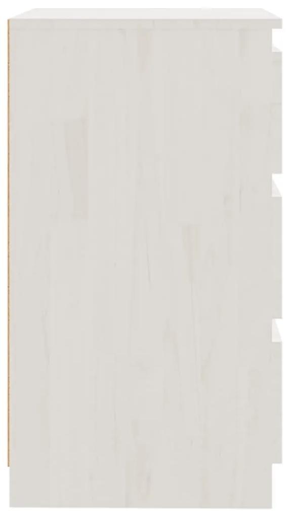 Κομοδίνο Λευκό 60 x 36 x 64 εκ. από Μασίφ Ξύλο Πεύκου - Λευκό