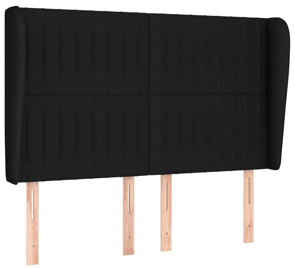 Κεφαλάρι με Πτερύγια Μαύρο 147x23x118/128 εκ. Υφασμάτινο - Μαύρο