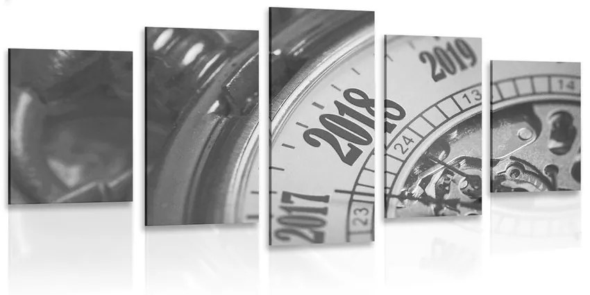 Ρολόι τσέπης vintage με 5 μέρη σε μαύρο & άσπρο