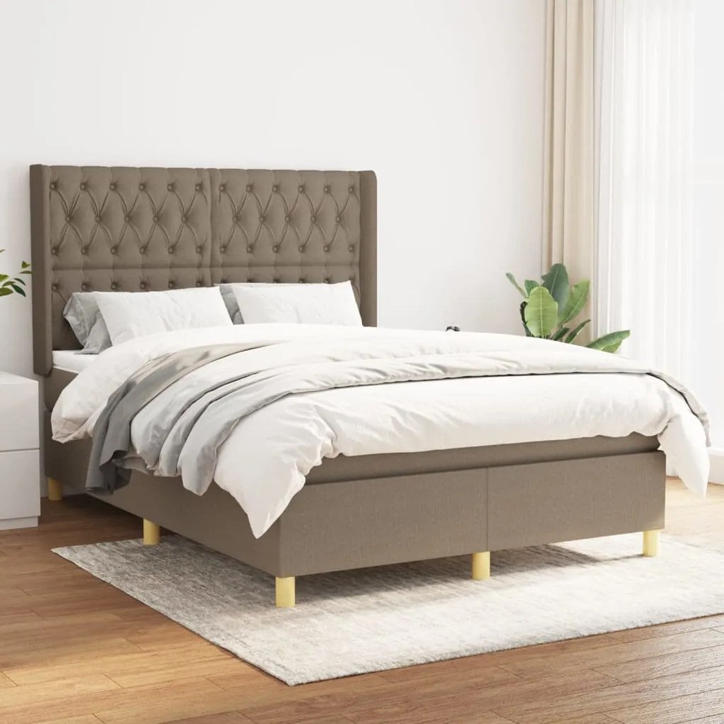 Κρεβάτι Boxspring με Στρώμα Taupe 140x190 εκ. Υφασμάτινο