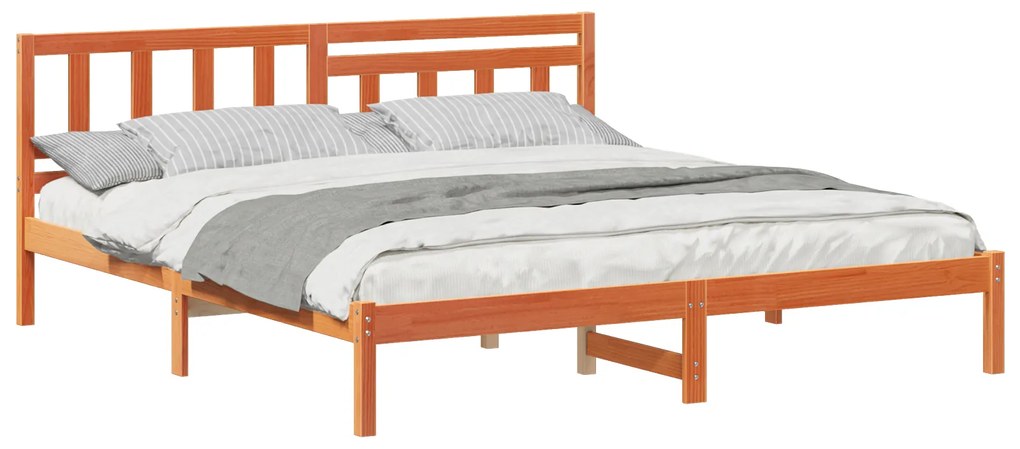 vidaXL Σκελετός Κρεβατιού Καφέ κεριού 180 x 200 cm Μασίφ ξύλο πεύκου