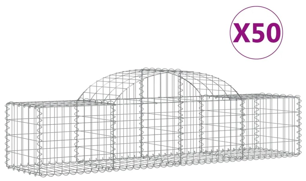 vidaXL Συρματοκιβώτια Τοξωτά 50 τεμ. 200x50x40/60 εκ. Γαλβαν. Ατσάλι