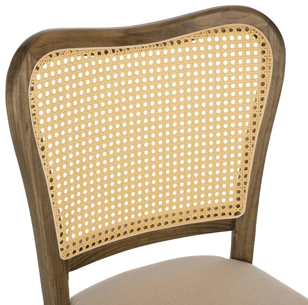 Καρέκλα C9406.04 Ξύλο Toon με Rattan και Ύφασμα 47x52x91,5Υεκ. 47x52x91.5 εκ.