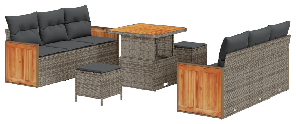 vidaXL Σετ Καναπέ Κήπου με μαξιλάρι 9 pcs Γκρι 80 x 80 x 71 cm