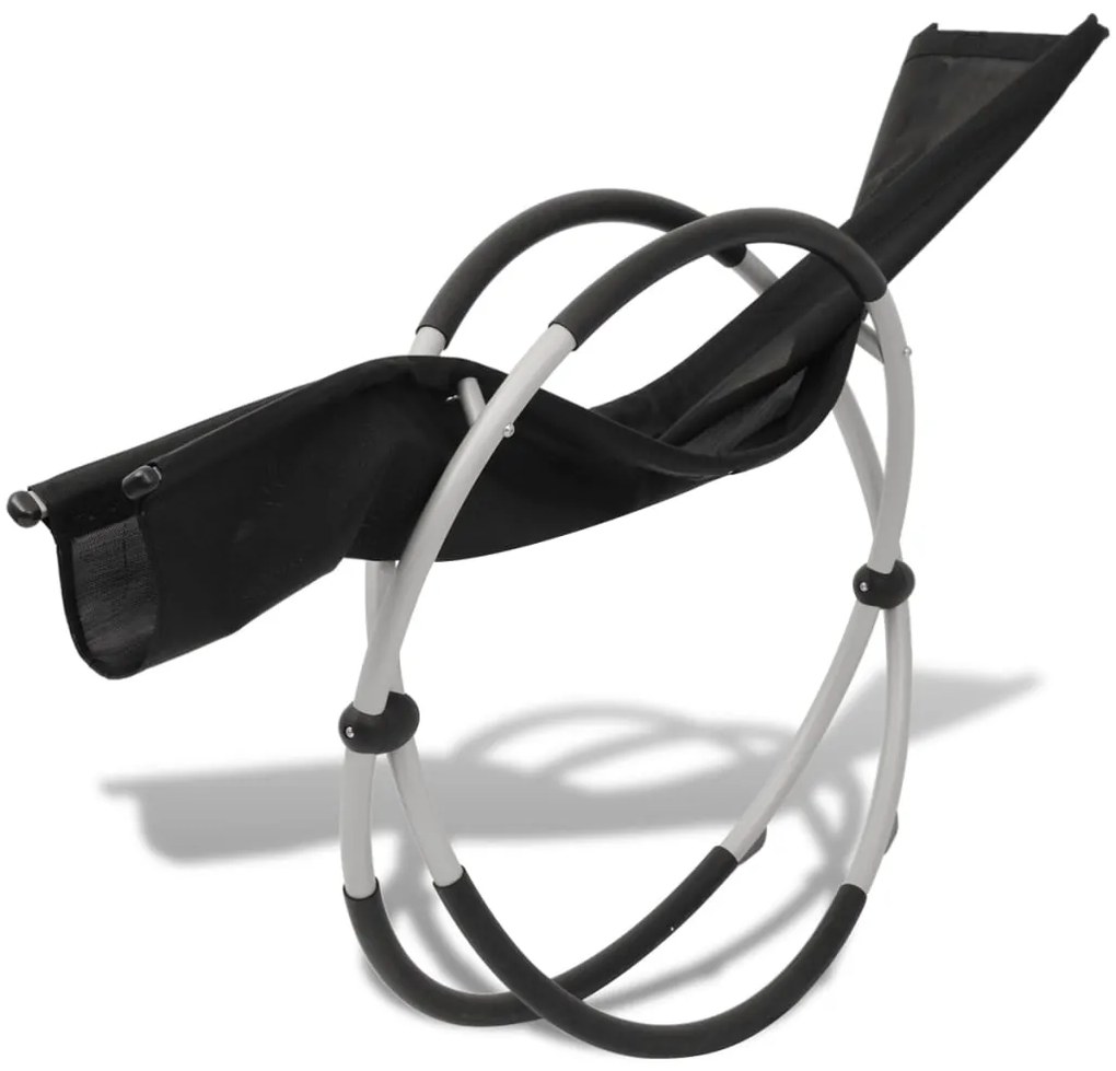 vidaXL Ξαπλώστρα με Γεωμετρικό Σχήμα Εξ. Χώρου Μαύρη και Γκρι Ατσάλινη