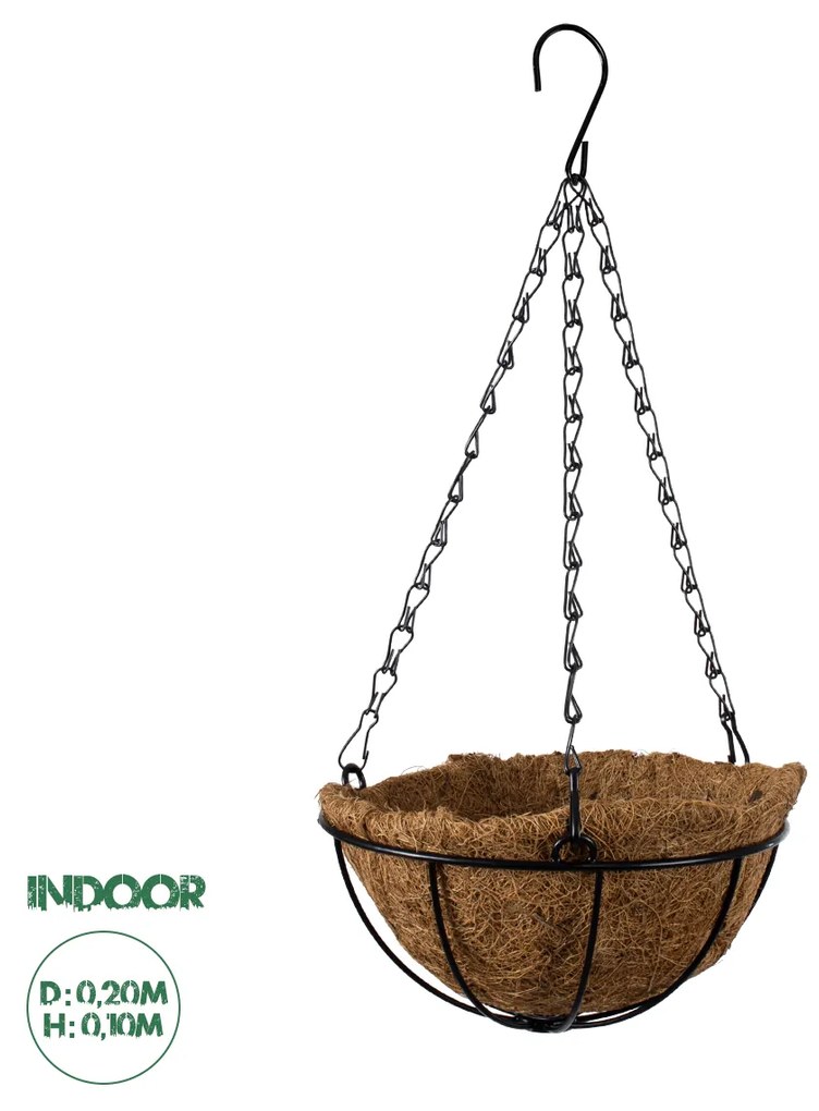 GloboStar® Artificial Garden SALAMINA 20479 Κρεμαστό Κασπώ Γλάστρα - Flower Pot από Φλοιό Καρύδας Καφέ Φ20cm x Υ10cm