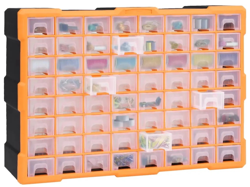 vidaXL Κουτί Αποθήκευσης/Οργάνωσης με 64 Συρτάρια 52 x 16 x 37,5 εκ.