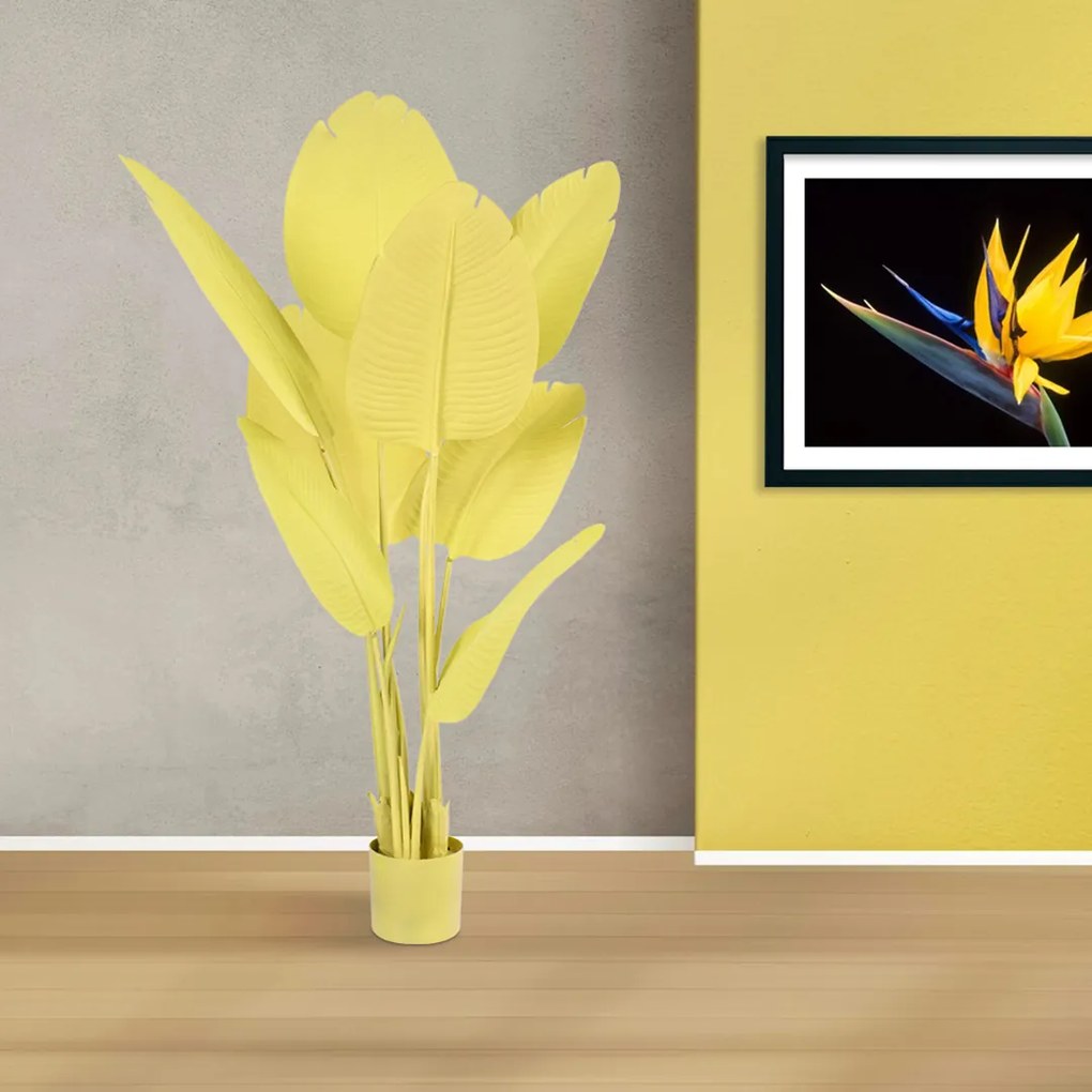 GloboStar® Artificial Garden YELLOW STRELITZIA 20367 Τεχνητό Διακοσμητικό Φυτό Κίτρινη Στερλίτσια Υ120cm