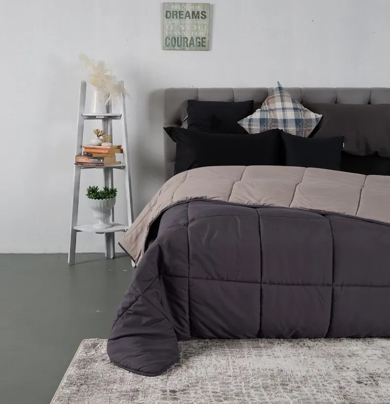Πάπλωμα 2 Όψεων Microfiber Υπέρδιπλο 220x240εκ. Soft Touch Zermatt Carbone-Beige SB HOME