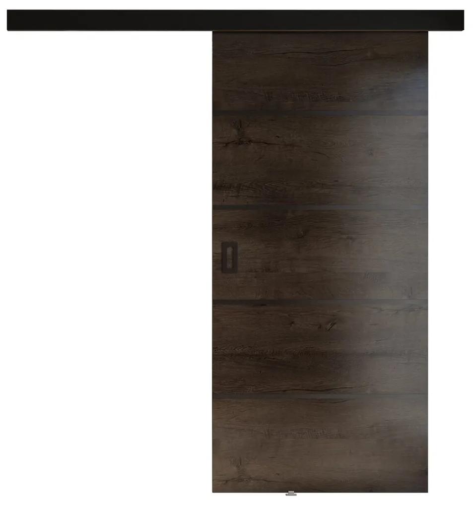 Συρόμενες πόρτες Dover 173, 30 kg, Σκούρα φλαμουριά, Πλαστικοποιημένη μοριοσανίδα, Καφέ, Αλουμίνιο | Epipla1.gr