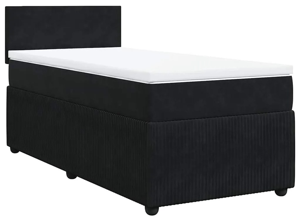 vidaXL Κρεβάτι Boxspring με Στρώμα Μαύρο 80 x 200 εκ. Βελούδινο