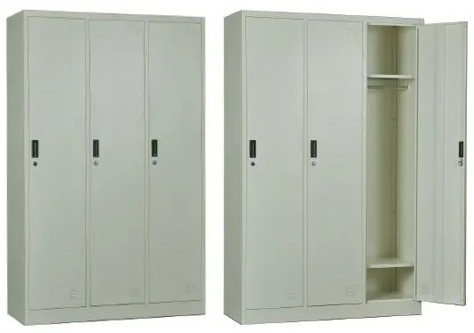 LOCKER 3 Θέσεων Ερμάριο - Ανά θέση: 3 Ράφια, Θέσεις για Κρεμάστρες, Μέταλλο Βαφή Άσπρο  115x45x185cm [-Άσπρο-] [-Μέταλλο-] Ε6005