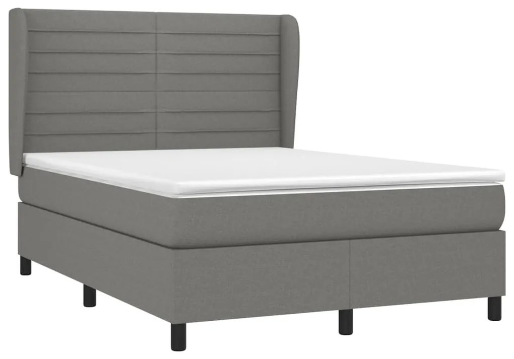 ΚΡΕΒΑΤΙ BOXSPRING ΜΕ ΣΤΡΩΜΑ ΣΚΟΥΡΟ ΓΚΡΙ 140X190 ΕΚ. ΥΦΑΣΜΑΤΙΝΟ 3128038